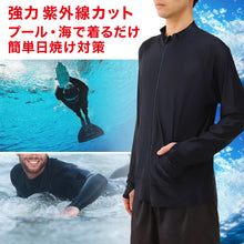 画像をギャラリービューアに読み込む, ラッシュガード 長袖 メンズ フードなし ジップ S~4L 大きいサイズ 3l 4l 男子 水着 黒 スイムウェア スポーツウェア スポーツ UVカット