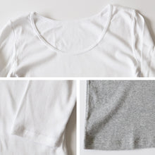画像をギャラリービューアに読み込む, 綿100% 長袖 インナー レディース 8分袖 シャツ S~LL 肌着 下着 綿 コットン tシャツ トップス 薄手 無地 シンプル 白 グレー 黒 ベージュ 女性 婦人 防臭 S M L LL