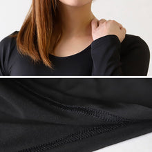 画像をギャラリービューアに読み込む, レディース インナー 長袖シャツ 3L・4L (9分袖 下着 ストレッチ 冬 女性 防寒 冷え 丸首 大きいサイズ)