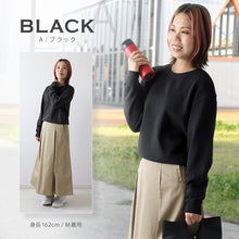 画像をギャラリービューアに読み込む, レディース スウェット トレーナー 綿100% 無地 長袖 トップス ショート丈 S~4L アウター 女性 大人 M L LL 3L 大きいサイズ シンプル パジャマ ルームウェア (在庫限り)