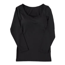 画像をギャラリービューアに読み込む, レディース あったか インナー カップ付き 長袖 裏起毛 ワイドネック 長袖シャツ S~LL 裏微起毛 襟あき広め あったかインナー 暖かい ブラトップ カップ付きインナー 防寒 冷えとり 肌着 冬 ふわふわ アンダーウェア 下着 S M L LL (在庫限り)