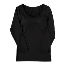 画像をギャラリービューアに読み込む, レディース インナー カップ付き 長袖 裏起毛 婦人 長袖シャツ ワイドネック 3L・4L 裏微起毛 あったかインナー 暖かい カップ付きインナー 防寒 冷えとり 肌着 冬 ふわふわ アンダーウェア 下着 大きいサイズ (在庫限り)