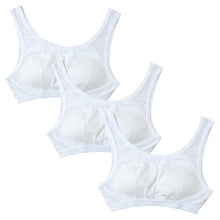画像をギャラリービューアに読み込む, キッズ ブラジャー 綿100% ハーフトップ ジュニア ブラ ノンワイヤー 子供 3枚セット 140cm~165cm (下着 中学生 女子 白 インナー 小学生 カップ付き 肌着 ファーストブラ 胸二重 まとめ買い 140 150 160 165)
