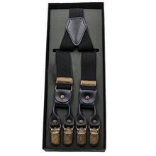 画像をギャラリービューアに読み込む, サスペンダー メンズ 日本製 Y型 クロス ダブルクリップ 25mm (シンプル 無地 ビジネス 紳士 男性 男女兼用 ブラック ネイビー ブラウン グレー ホワイト)