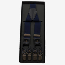 画像をギャラリービューアに読み込む, サスペンダー メンズ 日本製 Y型 クロス ダブルクリップ 25mm (シンプル 無地 ビジネス 紳士 男性 男女兼用 ブラック ネイビー ブラウン グレー ホワイト)