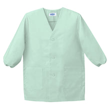 画像をギャラリービューアに読み込む, 給食白衣 給食着 給食当番 小学校 中学校 保育園 幼稚園 エプロン 長袖 小学生 中学生 スクール 白 ホワイト 青 緑 黄色 100~150cm 子供 給食衣 キッズ 学校 100 110 120 130 140 150 学校給食 配膳