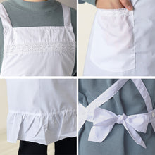 画像をギャラリービューアに読み込む, エプロン シンプル クロス X型 黒 白 無地 レディース フォーマル M-L フリル サロンエプロン レトロ カフェ 喫茶店 冠婚葬祭 料理