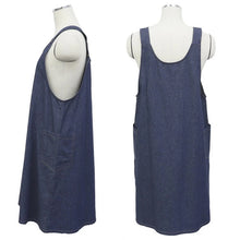 画像をギャラリービューアに読み込む, エプロン レディース デニム シンプル 無地 ストライプ 綿混 88cm 丈夫 キッチン 婦人 おしゃれ ガーデニング 保育士 (在庫限り)