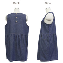 画像をギャラリービューアに読み込む, エプロン レディース シンプル 無地 ラン型 デニム ストライプ 綿混 90cm 丈夫 キッチン 婦人 おしゃれ ガーデニング 保育士 (在庫限り)