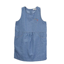 画像をギャラリービューアに読み込む, エプロン レディース シンプル 無地 ラン型 デニム ストライプ 綿混 90cm 丈夫 キッチン 婦人 おしゃれ ガーデニング 保育士 (在庫限り)