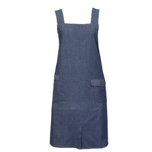 画像をギャラリービューアに読み込む, エプロン 男女兼用 デニム シンプル 無地 ストライプ 綿混 85cm 丈夫 キッチン 婦人 紳士 おしゃれ ガーデニング 保育士 調理実習 中学生 高校生