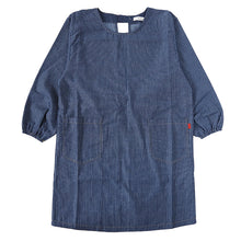 画像をギャラリービューアに読み込む, エプロン 割烹着 レディース デニム 長袖 シンプル 無地 ストライプ 綿混 90cm ストライプ 女性 シンプル 無地 可愛い かっぽう着 割烹 着 かっぽうぎ