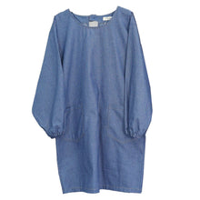 画像をギャラリービューアに読み込む, エプロン 割烹着 レディース デニム 長袖 シンプル 無地 ストライプ 綿混 90cm ストライプ 女性 シンプル 無地 可愛い かっぽう着 割烹 着 かっぽうぎ