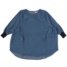 画像をギャラリービューアに読み込む, スモック 大人 かぶるだけ デニム 割烹着 エプロン 長袖 シンプル 無地 ストライプ 綿混 82cm スモック ワンピース ポケットあり 女性用 婦人用 家庭菜園 炊事 水屋 料理 キッチン用品 家事 母の日 お母さん 丈夫 キッチン (在庫限り)