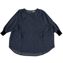 画像をギャラリービューアに読み込む, スモック 大人 かぶるだけ デニム 割烹着 エプロン 長袖 シンプル 無地 ストライプ 綿混 82cm スモック ワンピース ポケットあり 女性用 婦人用 家庭菜園 炊事 水屋 料理 キッチン用品 家事 母の日 お母さん 丈夫 キッチン (在庫限り)