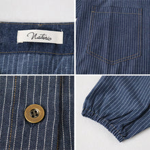 画像をギャラリービューアに読み込む, スモック 大人 前開き かぶるだけ デニム 割烹着 エプロン おしゃれ 羽織り カフェ 2way M-L ストライプ 大人用 レディース 女性 シンプル 無地 可愛い かっぽう着 割烹 着 かっぽうぎ