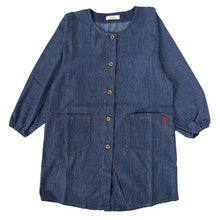 画像をギャラリービューアに読み込む, スモック 大人 前開き かぶるだけ デニム 割烹着 エプロン おしゃれ 羽織り カフェ 2way M-L ストライプ 大人用 レディース 女性 シンプル 無地 可愛い かっぽう着 割烹 着 かっぽうぎ