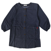 画像をギャラリービューアに読み込む, スモック 大人 前開き かぶるだけ デニム 割烹着 エプロン おしゃれ 羽織り カフェ 2way M-L ストライプ 大人用 レディース 女性 シンプル 無地 可愛い かっぽう着 割烹 着 かっぽうぎ