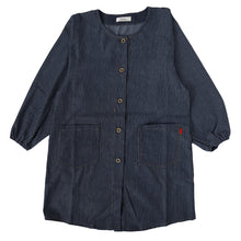 画像をギャラリービューアに読み込む, スモック 大人 前開き かぶるだけ デニム 割烹着 エプロン おしゃれ 羽織り カフェ 2way M-L ストライプ 大人用 レディース 女性 シンプル 無地 可愛い かっぽう着 割烹 着 かっぽうぎ