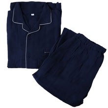 画像をギャラリービューアに読み込む, パジャマ メンズ ガーゼ 綿100 春夏 夏用 シンプル 涼しい 長袖 紳士 前開き 部屋着 M L 長ズボン 男性 薄い 綿 寝巻 ルームウェア プレゼント