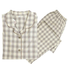 画像をギャラリービューアに読み込む, パジャマ レディース 綿100 長袖 婦人 先染め M・L チェック ストライプ 長ズボン 女性 綿 寝巻 肌に優しい ルームウェア 部屋着 (在庫限り)