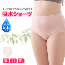 画像をギャラリービューアに読み込む, レディース 失禁ショーツ 60cc対応 大きいサイズ 3L 4L 5L 尿漏れパンツ 女性用 婦人用 吸水ショーツ 吸水パンツ 尿もれショーツ 3L 4L 5L 綿100% 腰ゴム ウエストゴム 入れ替え可能 抗菌 防臭 消臭 吸水帯一体型 パッド不要 洗える ちょい漏れ