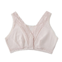 画像をギャラリービューアに読み込む, ワンタッチ 介護 ブラ 前開き 綿100 マジックテープ レディース M~LL ソフトカップ付きインナー ソフトカップ ブラ 前あき 入院 介護 ピンク m l ll