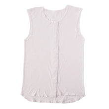 画像をギャラリービューアに読み込む, ワンタッチ 介護 肌着 前開き 綿100 プラスチックボタン レディース S~LL ラン型 ノースリーブ タンクトップ 前あき シャツ インナー 入院 寝巻き 介護シャツ ピンク 薄紫 s m l ll