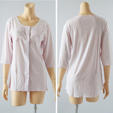 画像をギャラリービューアに読み込む, ワンタッチ 介護 肌着 前開き マジックテープ レディース M~LL 7分袖 レース 前あき肌着 入院 寝巻き インナー 介護シャツ ピンク m l ll