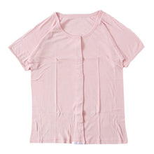 画像をギャラリービューアに読み込む, ワンタッチ 介護 肌着 前開き マジックテープ レディース M~LL 3分袖 ラグラン袖 前あき肌着 入院 寝巻き インナー 介護シャツ ピンク m l ll