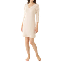 画像をギャラリービューアに読み込む, 8分袖 スリップ 長袖 90cm丈 綿100 ランジェリー M~LL ワンピース インナー ロング 長い丈 日本製 綿100% 浴衣 下着 胸元レース エレガント 大きいサイズ M L LL (在庫限り)