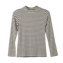 画像をギャラリービューアに読み込む, リブ インナー レディース 長袖 モックネック トップス Tシャツ M L LL 伸縮 ストレッチ 秋 冬 静電気防止 対策 薄手 あったか シンプル 無地 ボーダー 重ね着 レイヤード かわいい おしゃれ カラー 色 (在庫限り)