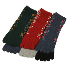 画像をギャラリービューアに読み込む, レディース 5本指ソックス ショートソックス アンゴラ混 6足組 22-24cm (あったか 冬 アンゴラ 婦人 ショート丈 五本指靴下 くつ下 くつした ) (在庫限り)