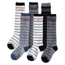 画像をギャラリービューアに読み込む, ハイソックス キッズ ガールズ ジュニア 子供用 6足セット 16-18cm・19-21cm・22-24cm (セット 女の子 靴下 長靴下 ロング丈 くつ下 くつした ドット ボーダー かわいい) (在庫限り)