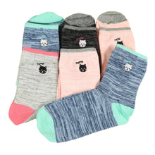 画像をギャラリービューアに読み込む, 【 お得 】 キッズ ソックス 靴下 女子 女の子 ショートソックス 6足組 16-18cm~22-24cm (ガールズ ショート丈 綿混 くつ下 くつした ねこ ネコ) (在庫限り)
