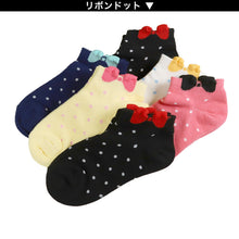 画像をギャラリービューアに読み込む, 【 お得 】 キッズ ソックス 靴下 女子 女の子 スニーカーソックス 6足組 16-18cm~22-24cm (スニーカー丈 綿混 ソックス くつ下 くつした リボン ドット 音符) (在庫限り)
