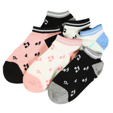 画像をギャラリービューアに読み込む, 【 お得 】 キッズ ソックス 靴下 女子 女の子 スニーカーソックス 6足組 16-18cm~22-24cm (スニーカー丈 綿混 ソックス くつ下 くつした リボン ドット 音符) (在庫限り)