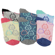 画像をギャラリービューアに読み込む, 【 お得 】 キッズ ソックス 靴下 女子 女の子 ショートソックス 6足組 16-18cm~22-24cm (ガールズ ショート丈 綿混 くつ下 くつした ねこ ネコ) (在庫限り)