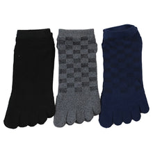 画像をギャラリービューアに読み込む, 靴下 5本指 スニーカー ソックス 抗菌 防臭 3足組 25-27cm (スクール くるぶし丈 ショート 五本指 男性 滑り止め 黒 紺 グレー セット) (在庫限り)