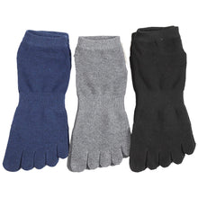 画像をギャラリービューアに読み込む, 靴下 5本指 スニーカー ソックス 抗菌 防臭 3足組 25-27cm (スクール くるぶし丈 ショート 五本指 男性 滑り止め 黒 紺 グレー セット) (在庫限り)
