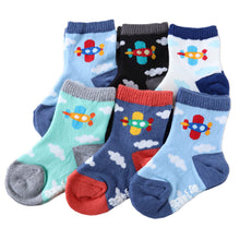 画像をギャラリービューアに読み込む, 子供 靴下 ショート ソックス キッズ 男の子 女の子 6足 柄  10-15cm (男子 女子 猫 うさぎ 6足 短い 滑り止め 綿混 飛行機 リス 春 夏 こども靴下) (在庫限り)