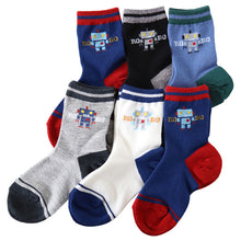 画像をギャラリービューアに読み込む, 靴下 キッズ ソックス 子供 ジュニア 男の子 女の子 日本製 クルー 6足  16-21cm (丈夫 男子 女子 迷彩 恐竜 ボーダー パンダ ネコ 電車 消防車 水玉) (在庫限り)