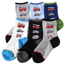 画像をギャラリービューアに読み込む, 靴下 キッズ ソックス 子供 ジュニア 男の子 女の子 日本製 クルー 6足  16-21cm (丈夫 男子 女子 迷彩 恐竜 ボーダー パンダ ネコ 電車 消防車 水玉) (在庫限り)
