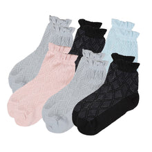 画像をギャラリービューアに読み込む, 靴下 レディース ソックス メッシュ 夏 ショートソックス 6足組 22-24cm セット ショート丈 婦人 夏用 涼しい くつ下 くつした 総柄 (在庫限り)