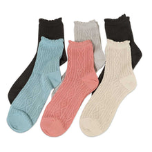 画像をギャラリービューアに読み込む, 【 お得 】レディース ショートソックス6足組 22-24cm (レディース 綿混 ソックス くつ下 くつした 日本製 花柄 北欧柄) (在庫限り)