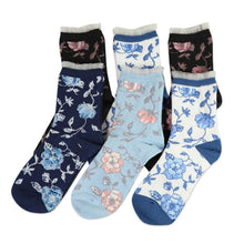 画像をギャラリービューアに読み込む, 【 お得 】レディース ショートソックス6足組 22-24cm (レディース 綿混 ソックス くつ下 くつした 日本製 花柄 北欧柄) (在庫限り)