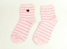 画像をギャラリービューアに読み込む, 【 お得 】レディース ショートソックス 6足組 22-24cm (女性 靴下 ソックス くつ下 くつした 柄 猫 ボーダー) (在庫限り)