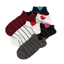 画像をギャラリービューアに読み込む, キッズ スニーカーソックス 靴下 6足組 16-18cm~22-24cm (スニーカー丈 綿混 ソックス くつ下 くつした ハート柄) (在庫限り)