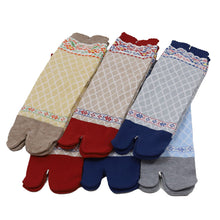 画像をギャラリービューアに読み込む, アウトレット レディース 足袋ソックス ショート丈 6足組 22-25cm 綿混 足袋 タビ 足袋靴下 足袋型靴下 くつ下 くつした 日本製 柄 欧風 キャンプ (在庫限り)