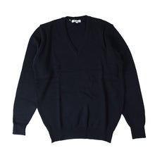 画像をギャラリービューアに読み込む, ウール混 Vネック発熱保温セーター S~3L (you:th 男女兼用 スクール ニット V首 ウール 静電気防止 中学生 高校生 女子 男子) (送料無料) (取寄せ)
